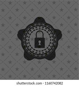 closed lock icon inside black emblem