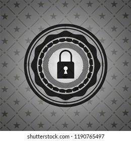 closed lock icon inside black emblem. Vintage.