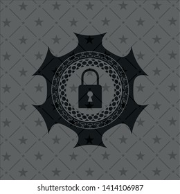 closed lock icon inside black emblem. Vintage.