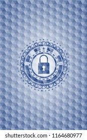 closed lock icon inside blue polygonal badge.