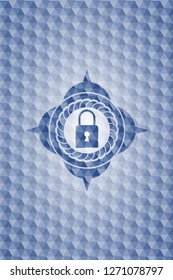 closed lock icon inside blue polygonal badge.