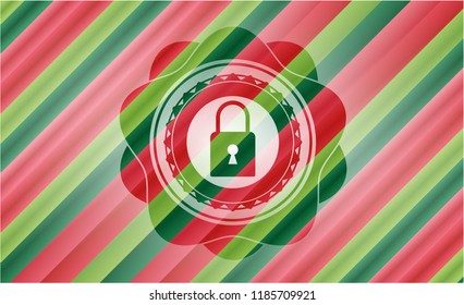 closed lock icon inside christmas style badge..
