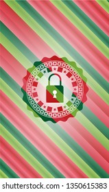 closed lock icon inside christmas badge.