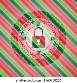 closed lock icon inside christmas style badge..