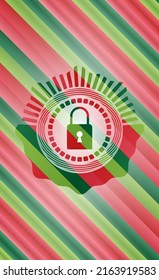 icono de bloqueo cerrado dentro de la insignia de navidad. 