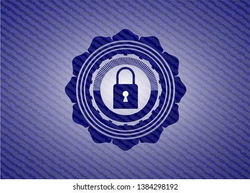 closed lock icon inside denim background