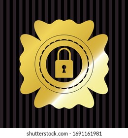 closed lock icon inside golden emblem