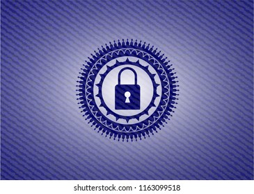 closed lock icon inside jean background