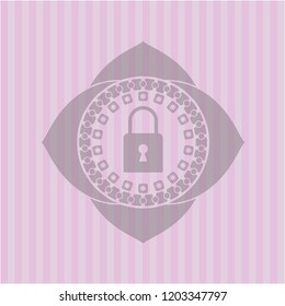 closed lock icon inside pink emblem