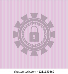 closed lock icon inside pink emblem