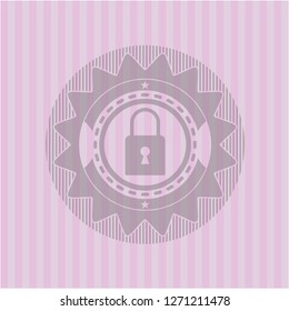 closed lock icon inside pink emblem