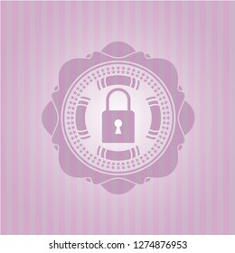 closed lock icon inside pink emblem