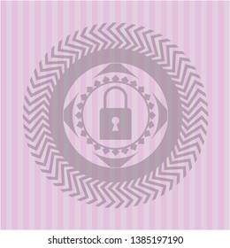 closed lock icon inside pink icon or emblem
