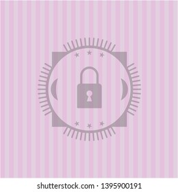 closed lock icon inside pink icon or emblem
