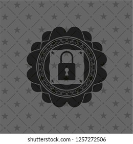 closed lock icon inside realistic black emblem