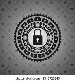 closed lock icon inside realistic dark emblem