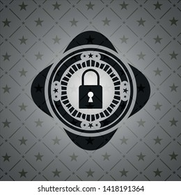 closed lock icon inside realistic black emblem