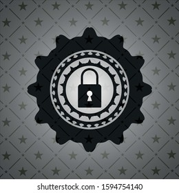 closed lock icon inside realistic dark emblem