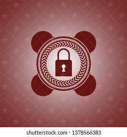 closed lock icon inside red emblem