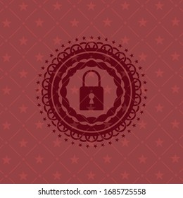 closed lock icon inside red emblem