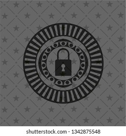closed lock icon inside retro style black emblem