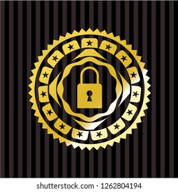 closed lock icon inside shiny emblem