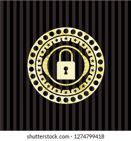 closed lock icon inside shiny emblem