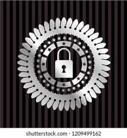 closed lock icon inside silvery badge