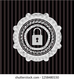 closed lock icon inside silvery shiny badge