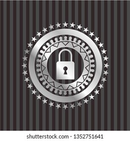 closed lock icon inside silvery shiny badge