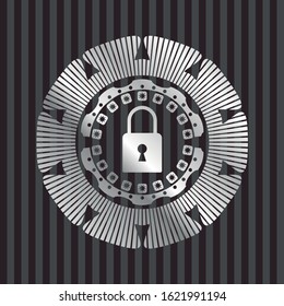 closed lock icon inside silvery badge
