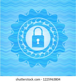 closed lock icon inside water wave concept badge background.