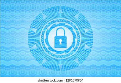 closed lock icon inside water badge.