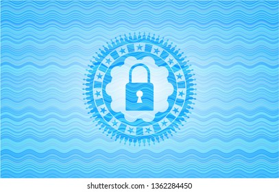 closed lock icon inside water badge.