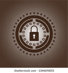 closed lock icon inside wood signboards