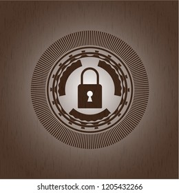 closed lock icon inside wooden signboards