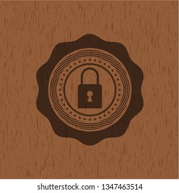 closed lock icon inside wooden signboards