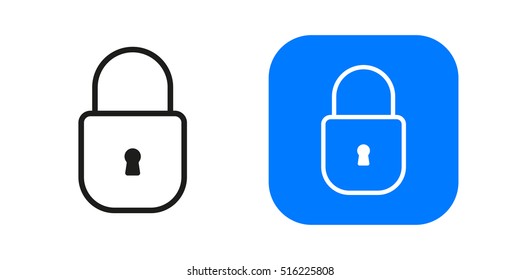 Closed lock icon isolated on background. Minimalistic closed lock. Vector icons for web and mobile applications, web sites and infographics. Thin line art