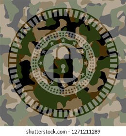 closed lock icon on camo texture
