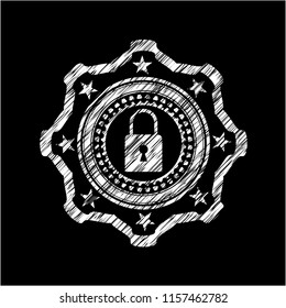 closed lock icon on chalkboard