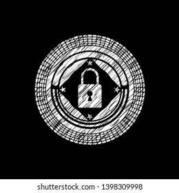 closed lock icon on chalkboard