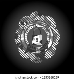 closed lock icon on grey camo pattern