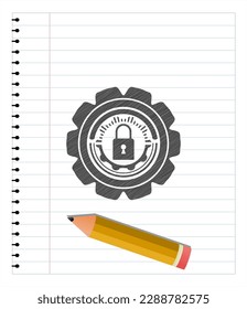 closed lock icon pencil draw. Vector Illustration. Detailed. 