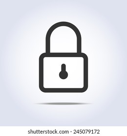 Closed lock icon in vector square symbol