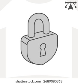 Cerradura cerrada con el icono isométrico del ojo de la cerradura, concepto de la seguridad. Gráficos de Vector. Signo bloqueado y trazo editable, icono de estilo de contorno para móvil o Diseño web