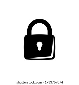 Closed Lock, Mechanical Padlock. Flat Vector Icon illustration. Simple black symbol on white background. Closed Lock, Mechanical Padlock sign design template for web and mobile UI element