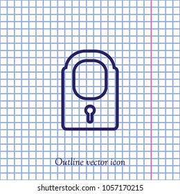 Closed lock outline icon, vector design element