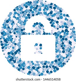 Closed Lock sign color distributed circles dots illustration
