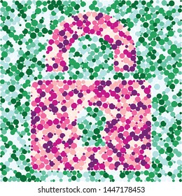Closed Lock sign color distributed circles dots illustration