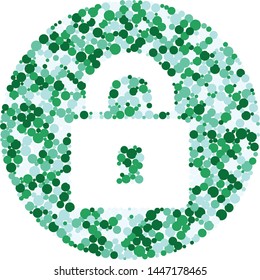 Closed Lock sign color distributed circles dots illustration